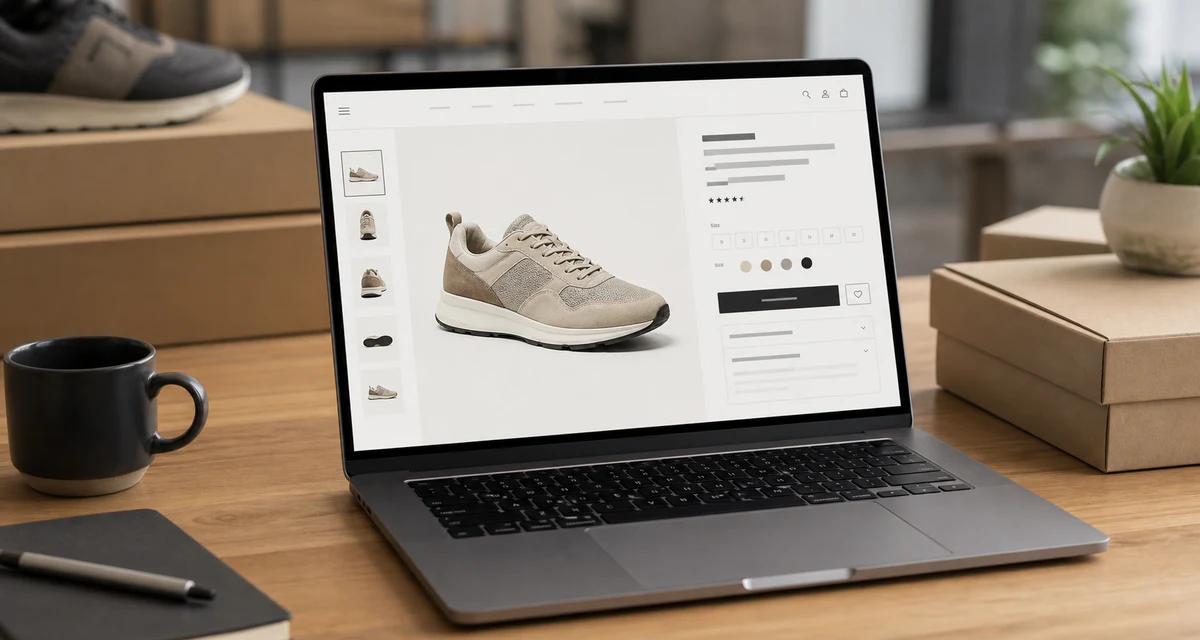 Online ecommerce store displayed on a laptop